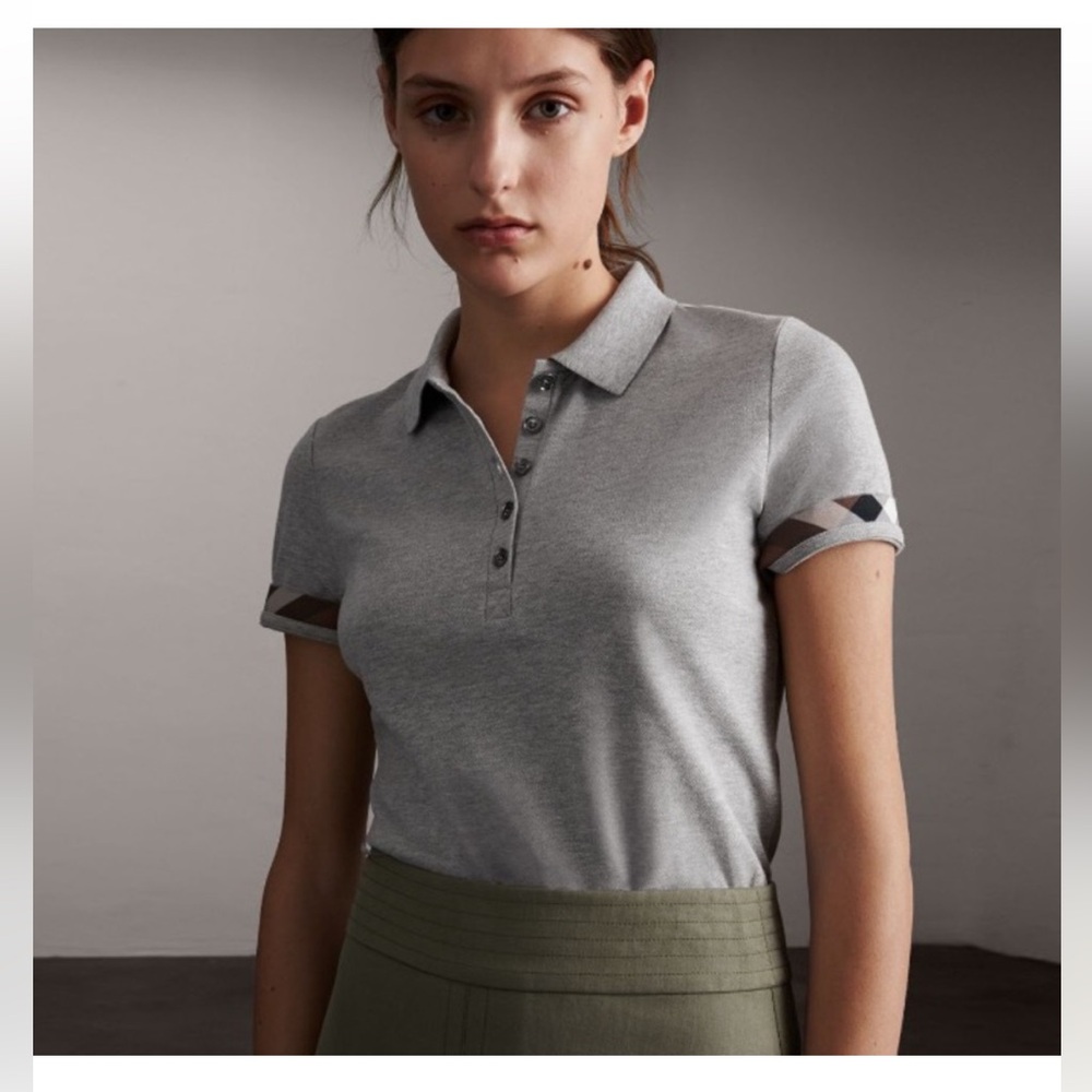Burberry Gray Cotton Polo Shirt for Women